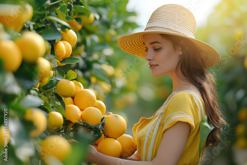 Person picking oranges from a fruit tree in an orchard
Oranges hang from a lush tree, ripe and ready to pick