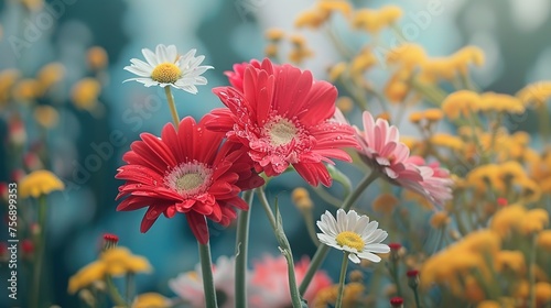 Gerbera and chamomile composition,generative ai, 