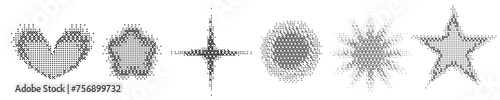 Pixel y2k geometric shape set. Pixel retro design. Bitmap y2k element grain. Vector illustration