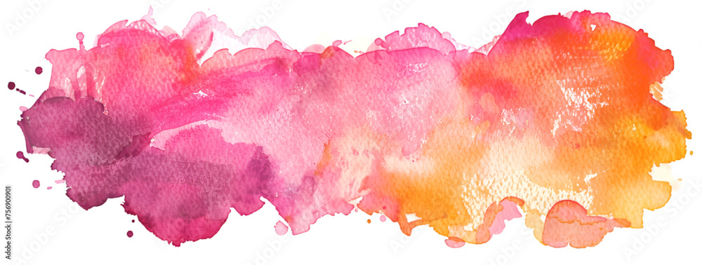 Pink and Orange Watercolor Brush Stroke Frame Isolated on Transparent Background