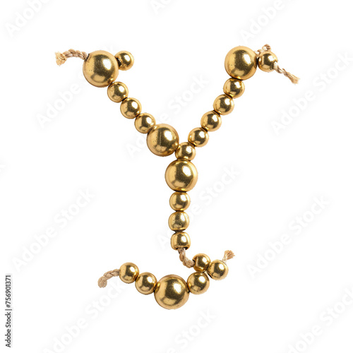 Y made of prayer bead, no background, PNG