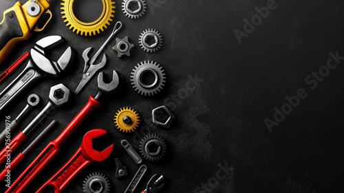 various car repairing tools for car repair advertisment background