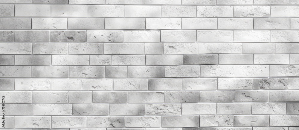 Obraz premium White grunge brick wall texture for stone tile block in grey light color wallpaper interior and exterior room backdrop design. Abstract white brick wall for pattern background.