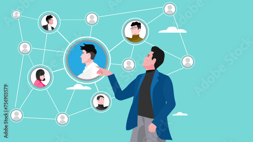 business online communication with partners, web conference concept, internet teleconference illustration, remote work or freelance, business messaging and correspondence