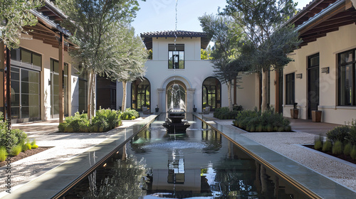 Integrate creative water features throughout the villa, such as reflecting pools, cascading waterfalls, or a contemporary fountain in the central courtyard.