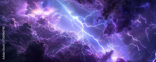 Majestic purple clouds with intense lightning.