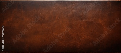 Brown Leather Texture Background with Stitched Frame © Vusal
