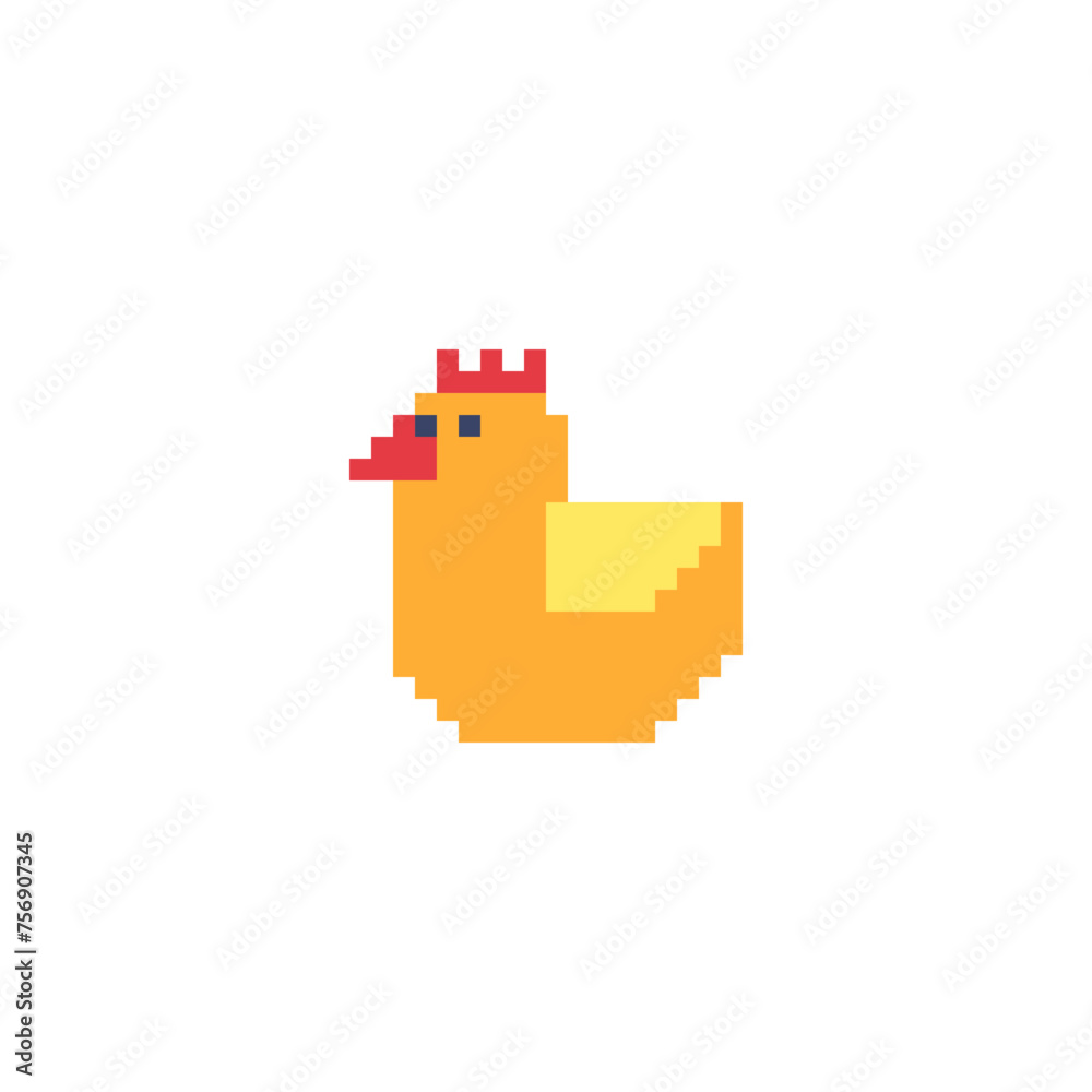Easter baby chicken character. Pixel art style. Happy Easter greeting card design. Isolated vector illustration. Easter baby chicken character. Pixel art style. Happy Easter greeting card design. Isolated vector illustration.