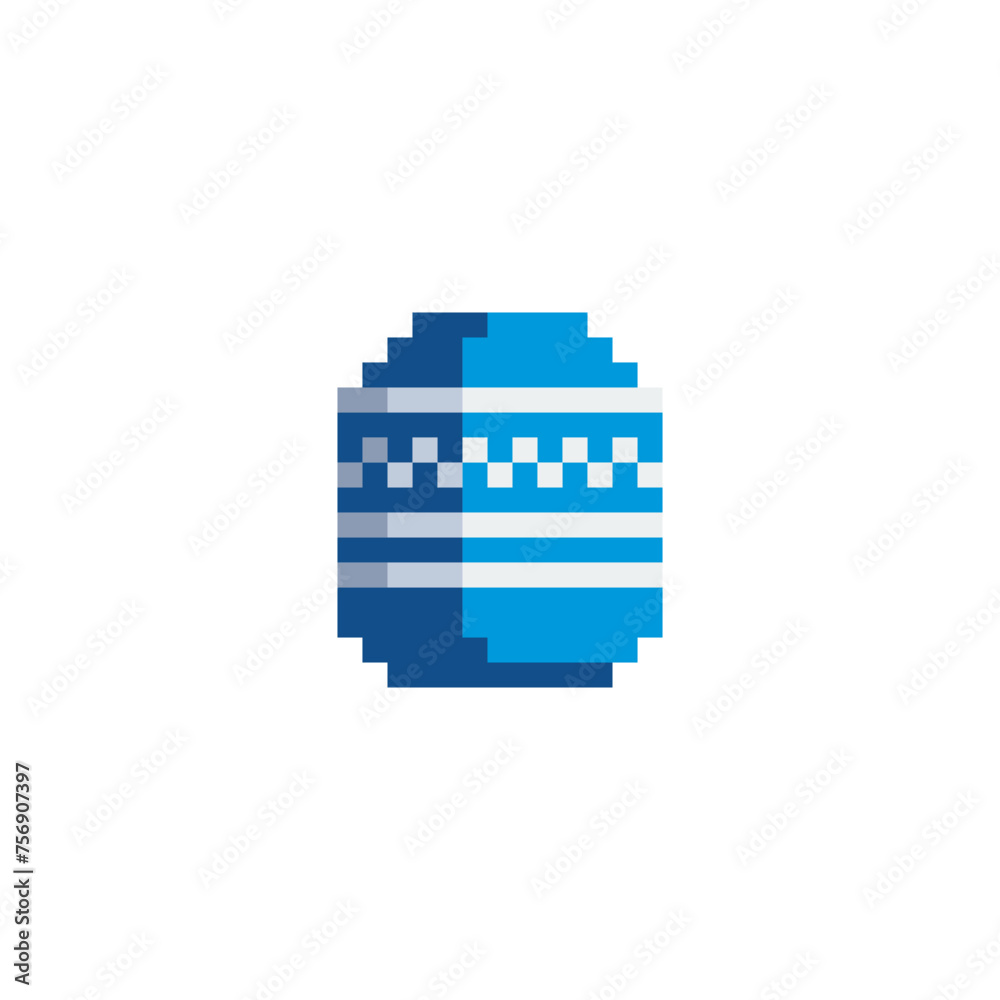 Fototapeta premium Happy Easter egg greeting card spring holiday. Pixel art. Isolated vector illustration. Element design for stickers, logo, embroidery, mobile app. Video game assets.