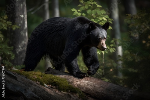 Black bear (Ursus americanus) walking in the forest