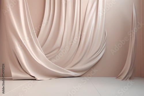 Curtains with drapery. 3d render illustration.