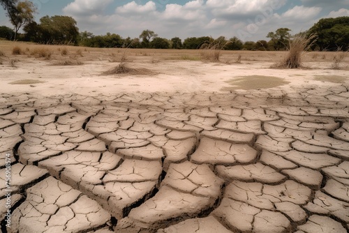 Dry cracked earth background. Global warming, climate change concept. photo