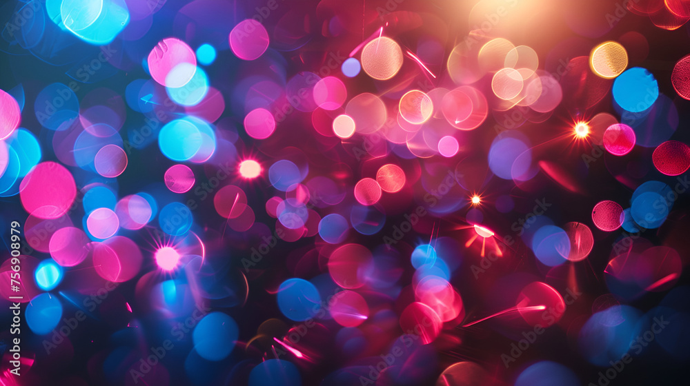Party Lights Background with Colorful Defocused Bokeh Effect, Festive Celebration Atmosphere, Vibrant Nightlife Scene, Generative AI

