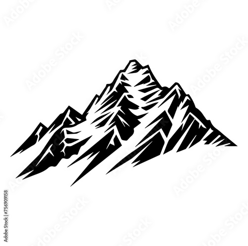 Mountain silhouette icon, Rocky peaks, Mountains ranges