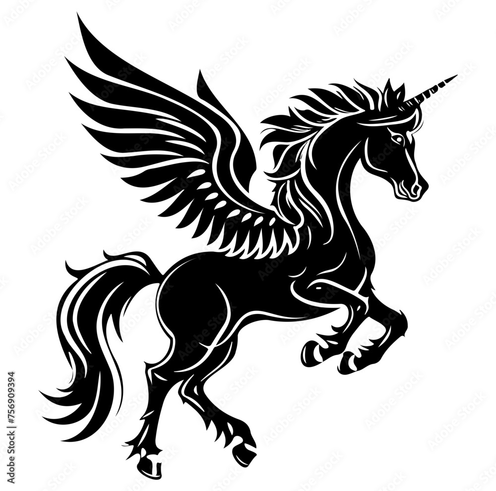 Pegasus hand drawn vector illustration, horse with wings vector Pegasus hand drawn vector illustration, horse with wings vector