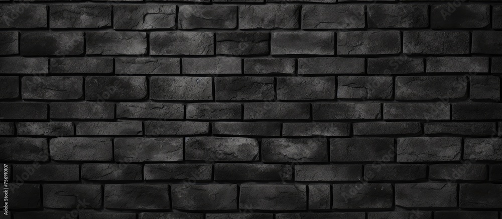 Realistic black brick wall background for decoration and covering.
