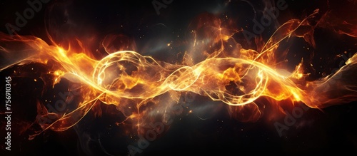 An artistic depiction of a fiery wave against a dark background, showcasing the power and beauty of flames in the atmosphere