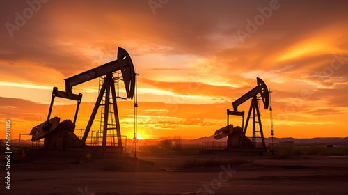 The silhouette of an oil well pumping beam against the sunset sky is a testament to the resilience and significance of energy production.