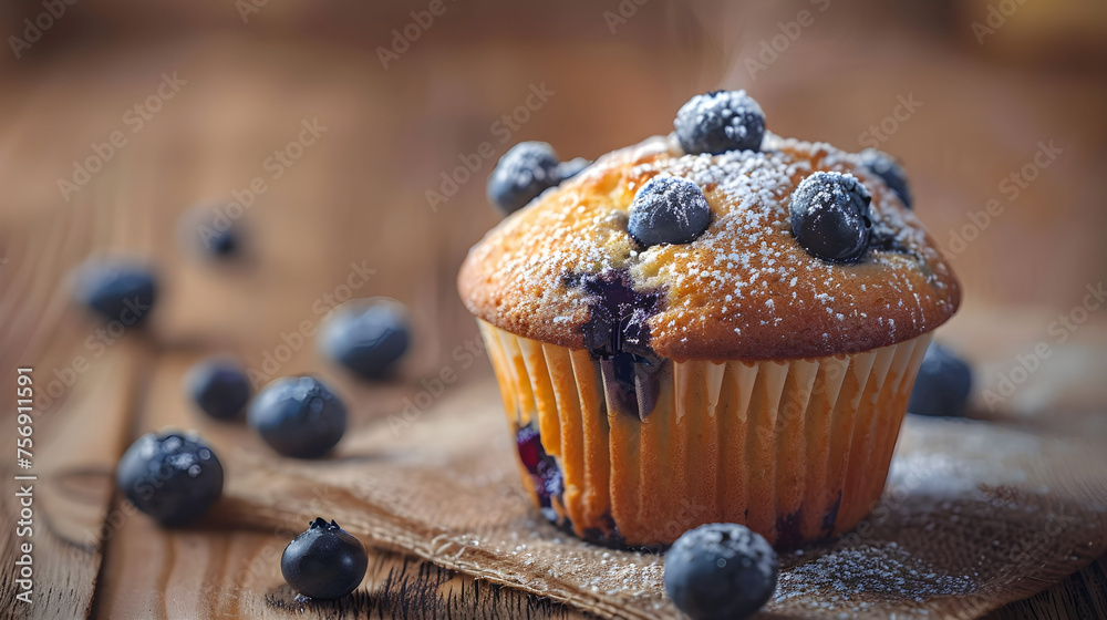 Tasty Baked Blueberry Muffin, Generative AI Tasty Baked Blueberry Muffin, Generative AI