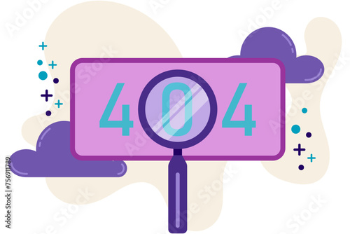illustration of error 404 and magnifying glass. internet error page not found