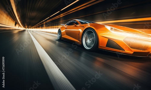Midnight thrill, sports car accelerating in cityscape. suitable for your automotive design 