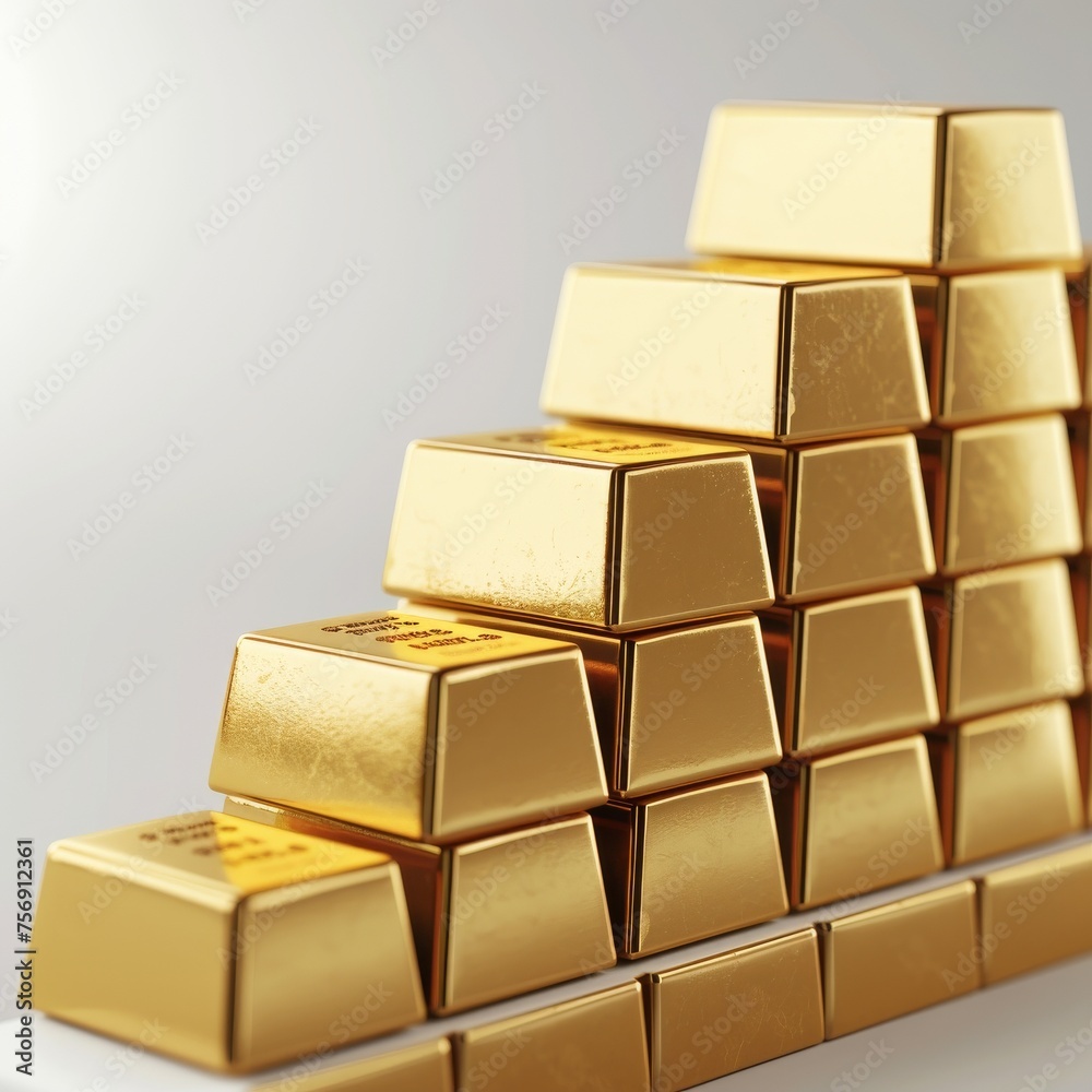 A chart depicting the increasing value of gold bars in global business