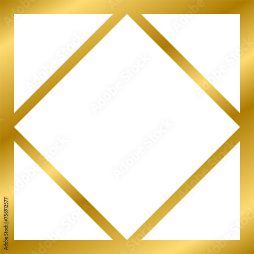 Free Download Gold shiny glowing vintage square frame with shadows isolated on white background. Gold realistic square border. illustration - GFXLoad