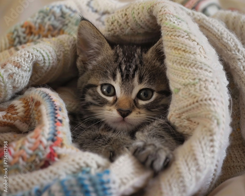 kitten under a blanket-generative ai
