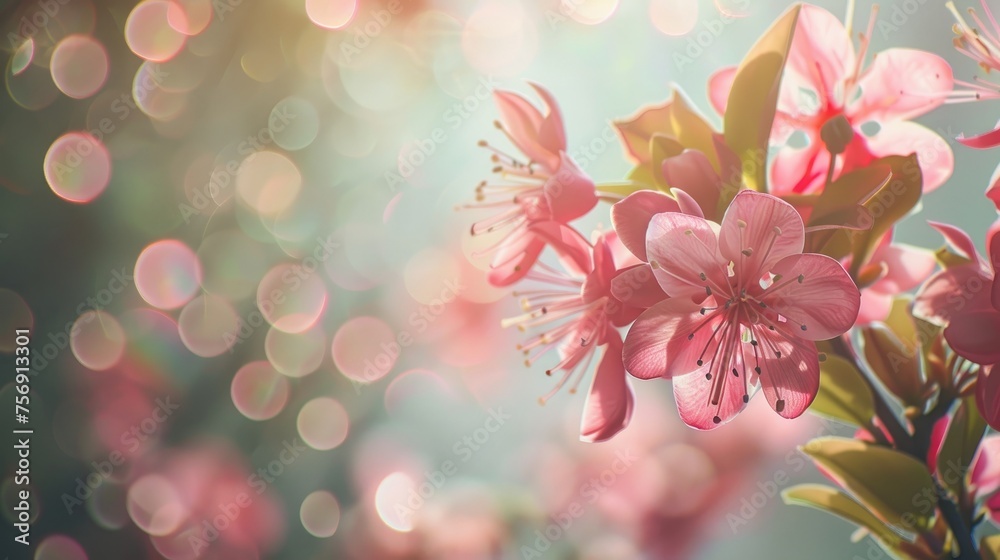 Spring Blossoms with Soft Bokeh Lights
