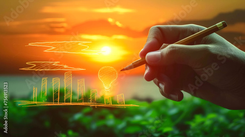 person drawing outlines sustainable energy photo