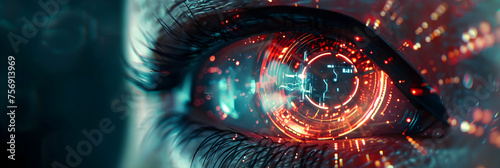 close up of futuristic augmented eye - future technology concept	 photo