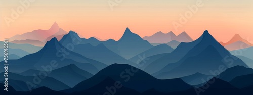 small mountains in the style of graphic illustration, simplified forms, tonalist color scheme, flat composition © Paisorn