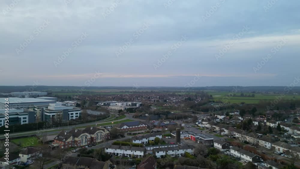 High Angle View of Hatfield City of England UK During Sunset High Angle View of Hatfield City of England UK During Sunset