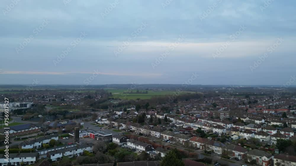 High Angle View of Hatfield City of England UK During Sunset High Angle View of Hatfield City of England UK During Sunset