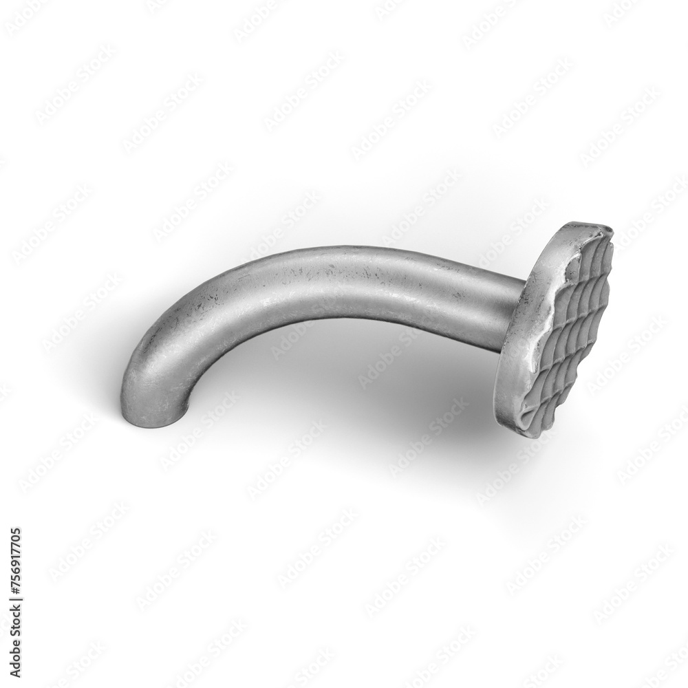 Steel Nail Pin. 3D Illustration. File with Clipping Path.