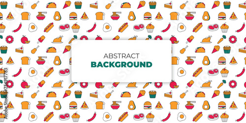 flat design Seamless pattern with food background elements