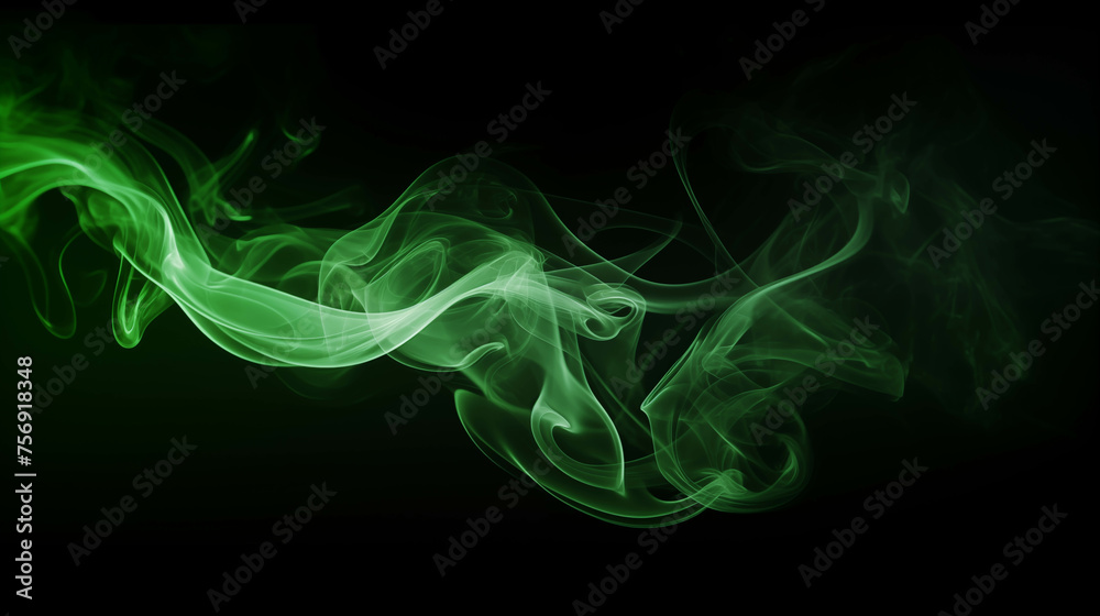 Green smoke waves on a black background.