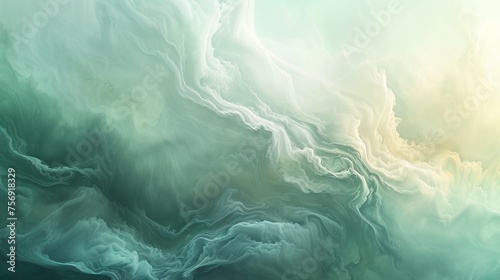 Ethereal Abstract Clouds Drifting Across a Serene Sky in Teal and White Hues