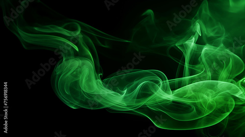 Green smoke waves on a black background.
