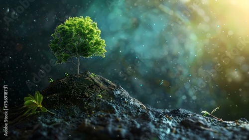 tree growth in space, green for world concept photo