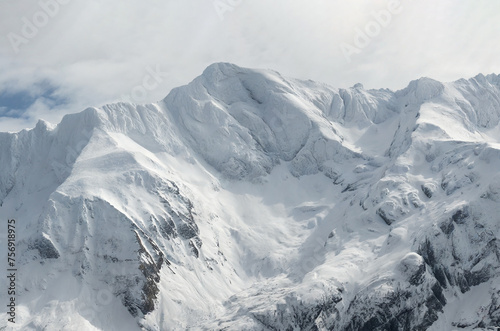 Snowy mountains in winter, Caucasus, Dombay, Russia