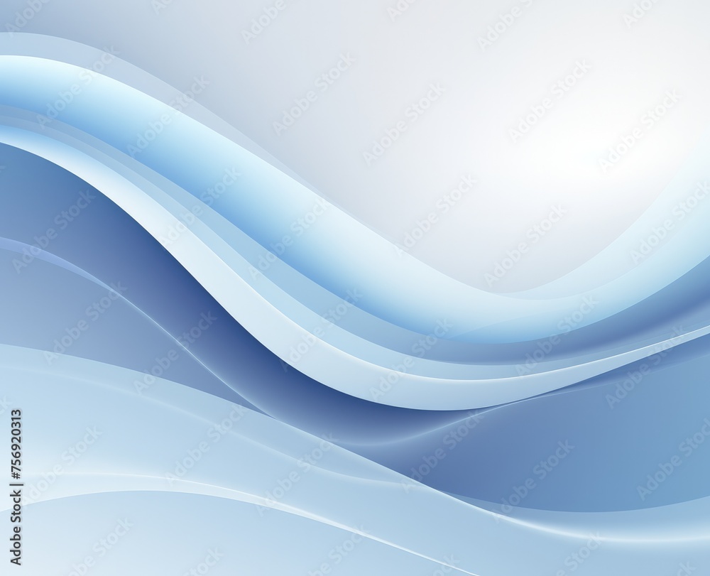 Fototapeta premium Blue background vector presentation design template with abstract curved lines and soft light