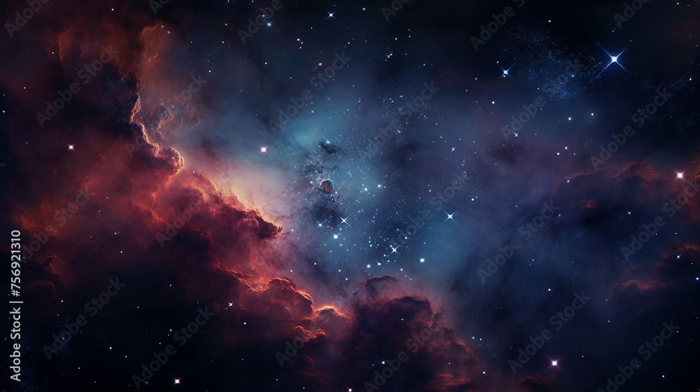 Space galaxy background with dark nebula, star, and dust.