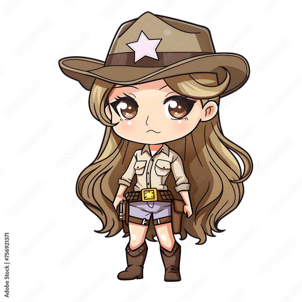 Female sheriff cute sticker | High Quality | Transparent PNG