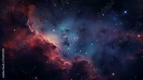 Space galaxy background with dark nebula, star, and dust.