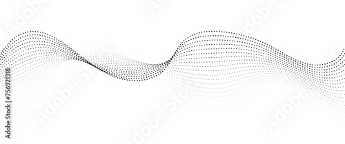 Flowing Dot Wave Pattern Halftone Curve Shape on Transparent Background