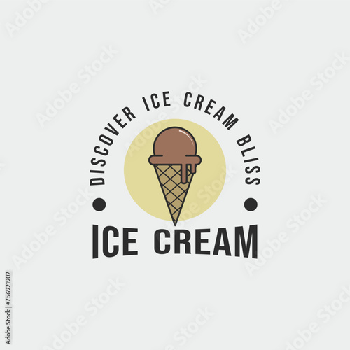 ice cream vintage logo minimalist simple vector illustration template icon graphic design