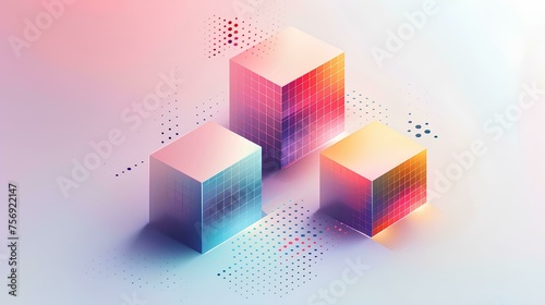 Colorful Abstract geometric background with blocks, cubes, lines, rectangles and other elements. Vector illustration