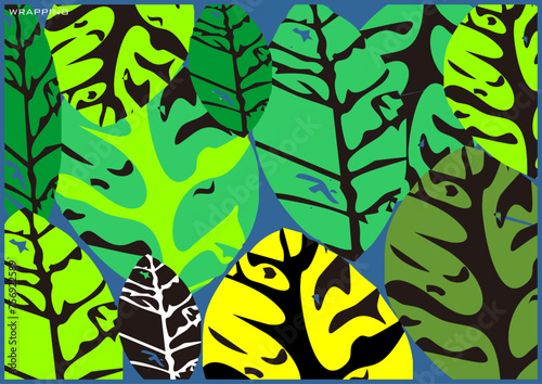 Floral theme wrapping paper or textile vector designs with leaf and twig elements are suitable for environmentally friendly topics
