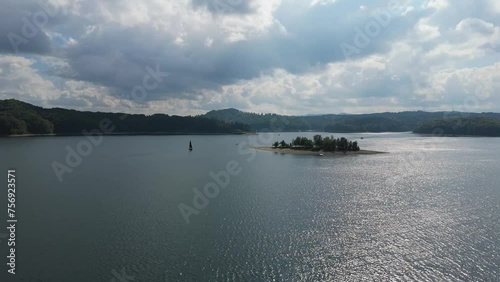 Beautiful Landscape Lake Solina Mountains Bieszczady Aerial View Poland photo